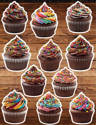 Chocolate Cupcake Die Cut Vinyl Stickers Set Notebook Laptop WaterBottle 