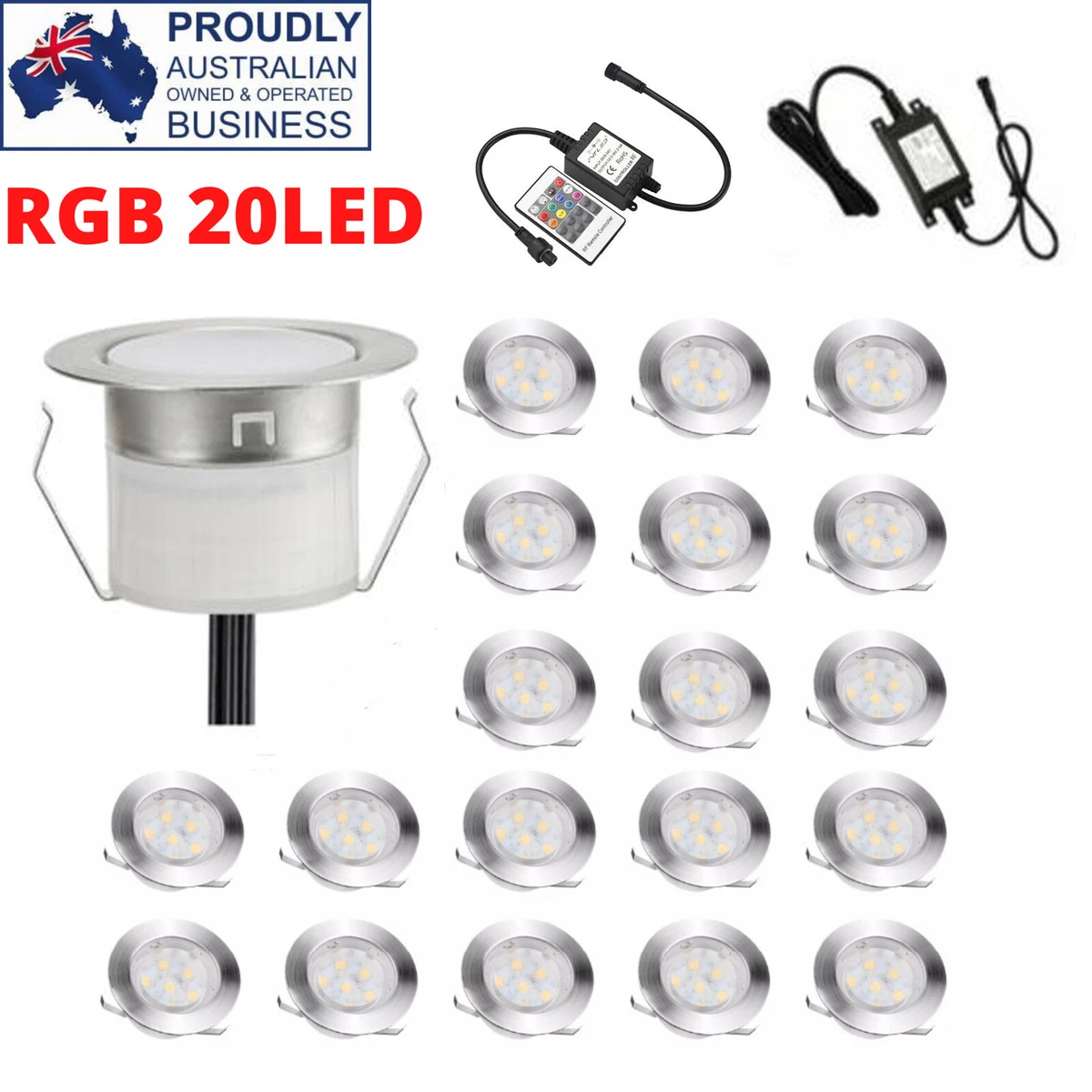 20X 45mm Remote Control RGB LED Outdoor Indoor Inground Plinth