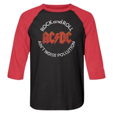 ACDC Rock n Roll Ain't Noise Pollution Men's Raglan T Shirt Metal Rock Band