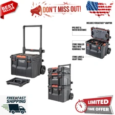 Wheeled Tool Box, Waterproof, Stackable System, Portable for Indoor/Outdoor Use