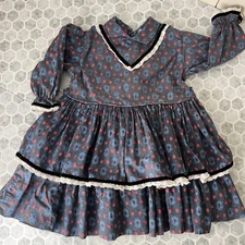 Vtg 70s Girls size 3 Dress Prairie Peasant Calico Floral by Peaches n Cream