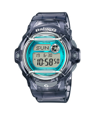 Casio Baby-G BG169R-8B Face Protector Ion-Plated Metal Grey Blue Digital Watch