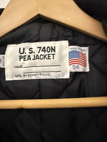 Vintage Schott US 740N Black Wool Pea Coat Jacket Men Size 54 USA Military - Picture 3 of 10