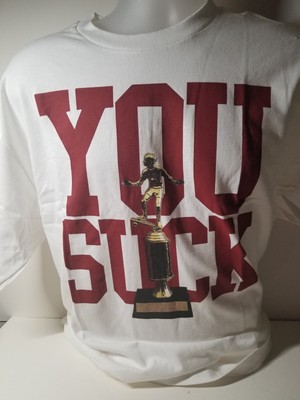 Mighty Healthy You Suck Graphic Skate Board Trophy Tee White S/S X-Large T-Shirt