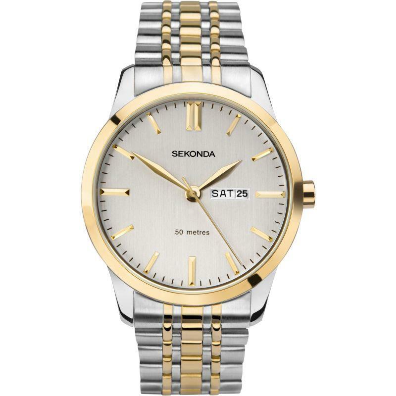 sekonda men's two tone bracelet watch