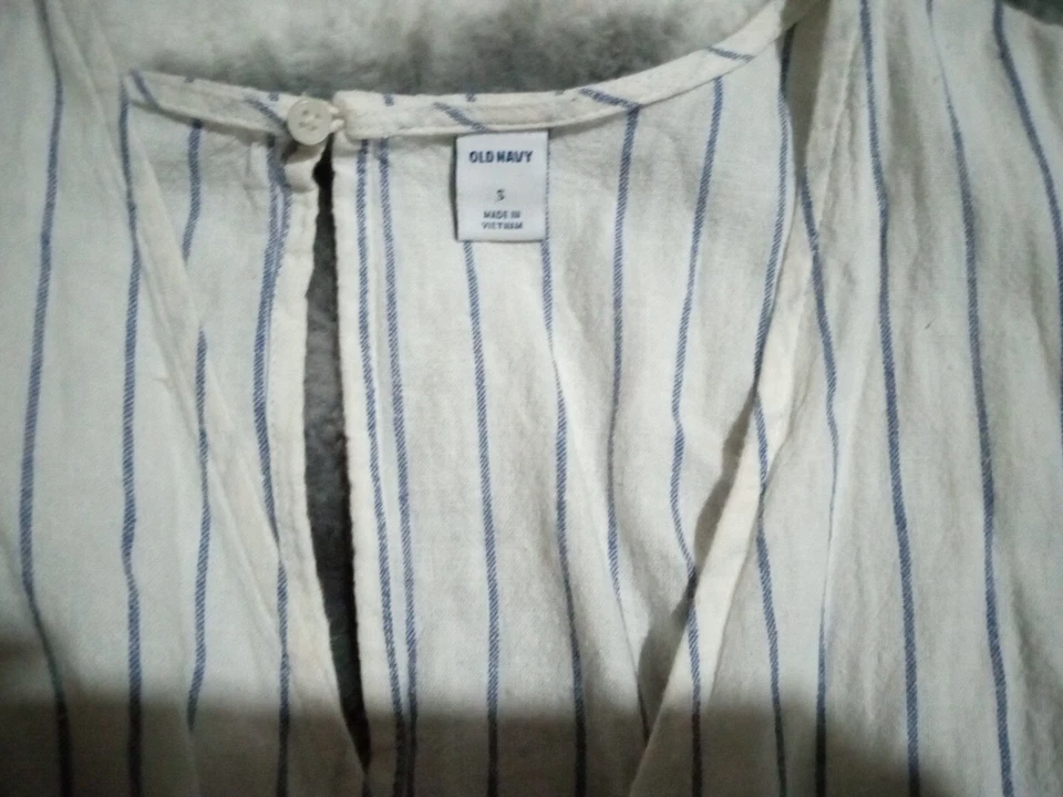 Traje Pantalón Antiguo Azul Marino Blanco Azul Rayas Volantes Foto 2 de 4