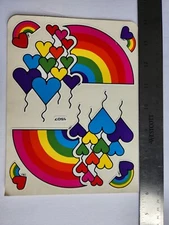 Vintage sheet of two 80s stickers - BJ Heart Ballons and Rainbow - LARGE
