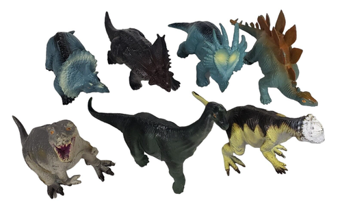 Lot of 7 Dinosaur Toys Unbranded 2000 Ranging from 7.5 in H to 8.5 in Plastic - Picture 2 of 8