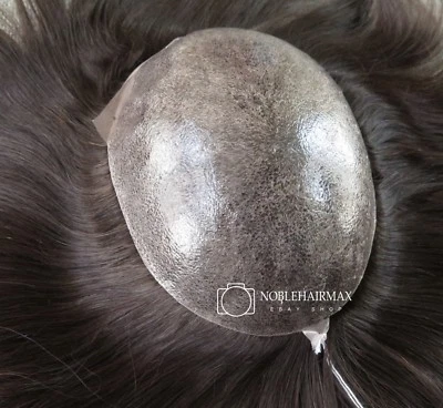 Deluxe Toupee Hair Replacement System 100% Real European Hair Mens Wig Hairpiece