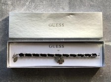 Guess Womens Silver Tone Black Velvet Braided...