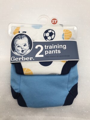 Gerber 2pk Baby Boy Toddler Training Pants Underwear Navy Blue Sports Size 2T 