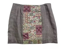 Johnny Was 4LoveandLiberty Ciel Linen Embroidered Mini Skirt Size Small