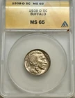 1938-D Buffalo Nickel ANACS MS 65