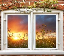 3D Sunset Grass ZHU831 Window Film Print Sticker Cling Stained Glass UV Zoe