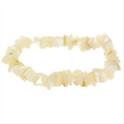 Cream Mother of Pearl Chip Stretch Bracelet - Picture 1 of 1