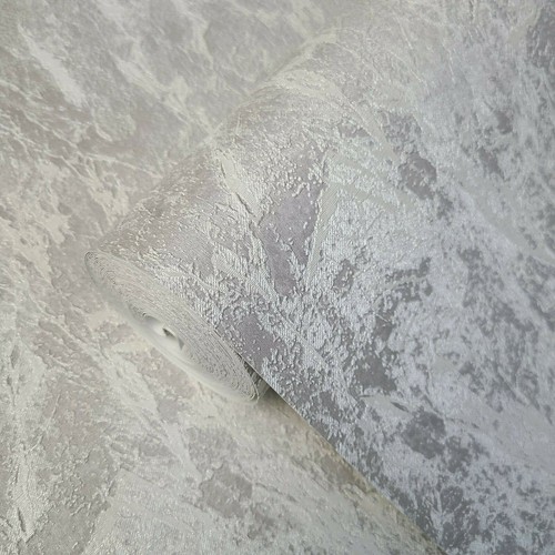 Gray Silver metallic faux plaster stone textures modern textured wallpaper rolls - Picture 6 of 8