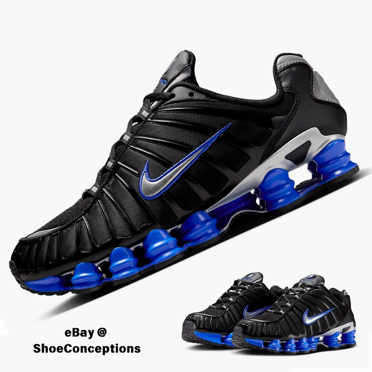 Nike Shox TL Shoes Black Racer Blue Metallic Silver CN0151