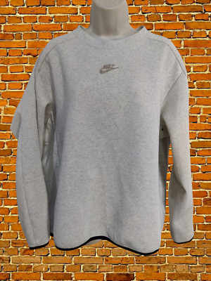 NIKE TECH FLEECE SWEATSHIRT CREME BEIGE MELIERT RUNDHALS PULLOVER SPORT REISSVERSCHLUSS TASCHE