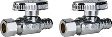 SUNGATOR 2-Pack 1/2" Pex Straight Stop Valve, 3/8" OD Compression X 1/2" PEX, 1/
