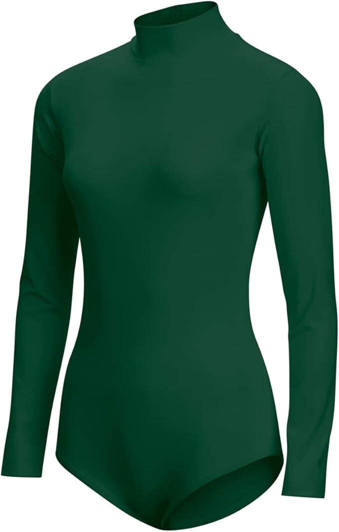 Wolf Unitard Turtle Neck Leotard for Adult and Child, Green - Medium