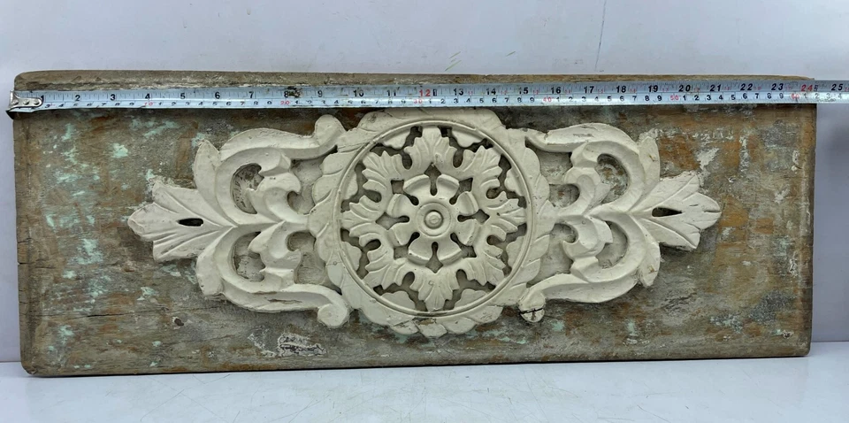 Painel de madeira esculpido na parede floral rústico decoração à mão esculturas marroquinas penduradas - Imagem 4 de 4