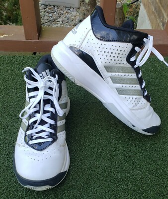 Adidas Basketball Shoes Size 5.5 White/Black/Silver Stripe Youth Size 5.5 S85240
