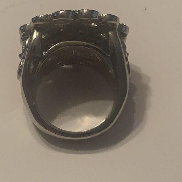 Large Statement Silver Flower Ring Size 7 - image 3