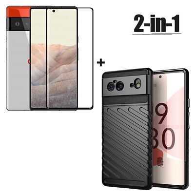 Google Pixel 6 robuste Schutzhülle Case Cover Tasche + Panzerfolie aus Echtglas 