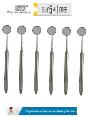 Dental Mouth Mirror Front Surface # 5 (Pack of 6) With Handle by Wise instrument