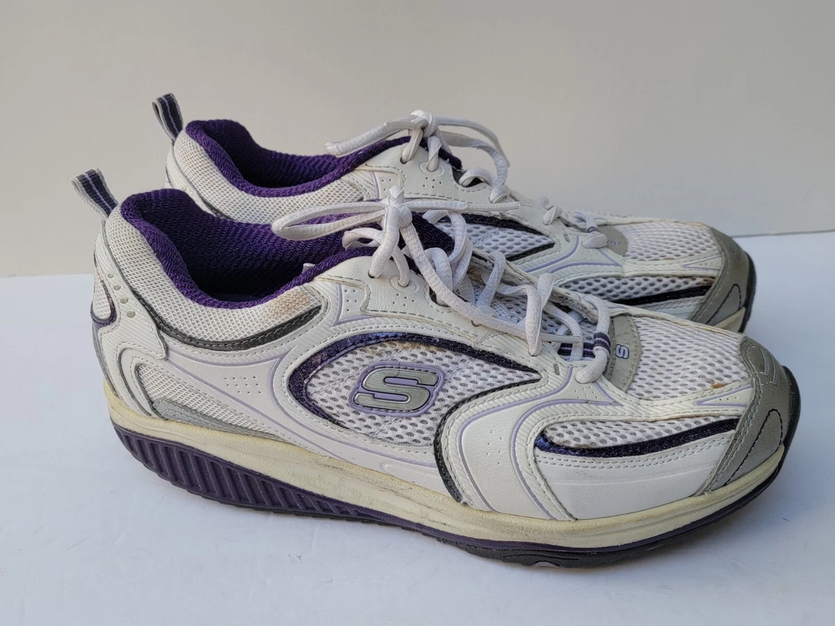 Skechers Shape Ups Womens White Purple Sneakers Size 8.5