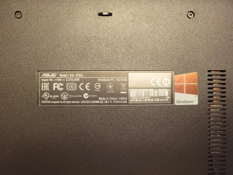 Portátil Asus X555LA 15.6" Core i3-5020U 6GB RAM 500GB HDD DVD-RW SÓLIDO Y PROBADO Foto 4 de 4