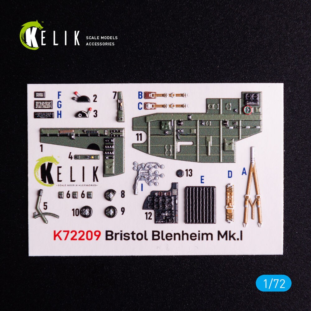 Kelik 72209 1:72 Bristol Blenheim Mk.1 Interior 3D Decals For Airfix Kit