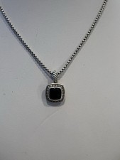 David Yurman Petite Albion Pendant Necklace with Black Onyx and Diamonds 17"