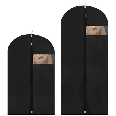 2 Pack Garment Bags with Clear Window, 45''/60'' Clothes 45in 1PCS+60in 1PCS