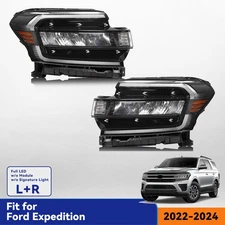Full LED Headlight w/o Signature For 2022-2024 Ford Expedition Pair Left+ Right