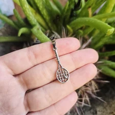 New Classic Silver Dainty Tennis Racket Pendant