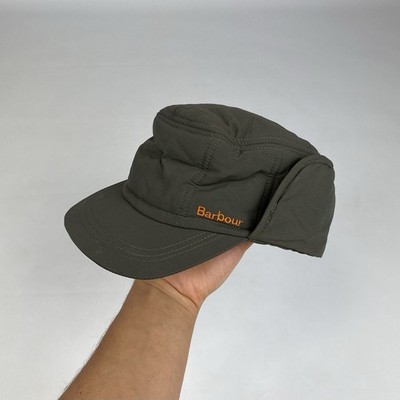 Barbour Olive Baseball Winter Ear Flaps Lined Cap Hat Size M 50-52 cm