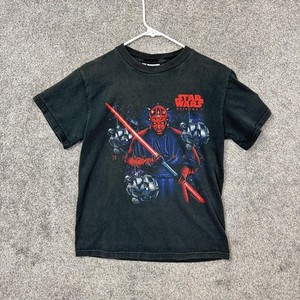 Vintage Star Wars Darth Maul Shirt Lee Sport Kids Small Black 90s Episode 1 Tee