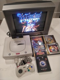 Sega Saturn Console White Restored with 4 Shmups Games & 2 controllers Japanese