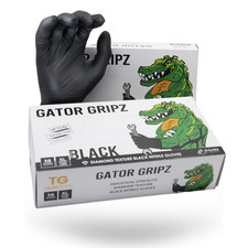 Tough Glove Gator Gripz - Box Of 50 Black Diamond Texture Nitrile Gloves