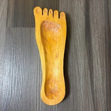 Hand Carved Wooden Foot Trinket Dish Tray