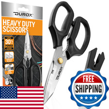 DUROX Heavy Duty Multipurpose Utility Scissors - Cut Leather, Carpet, Rubber