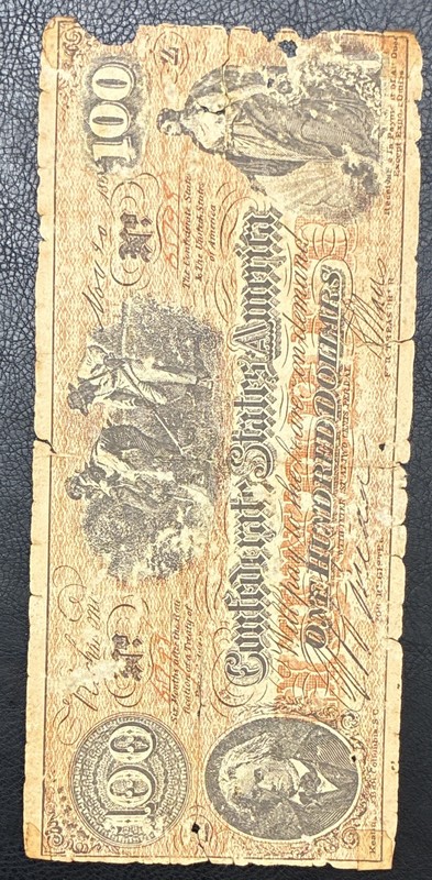 Facsimile Confederate states America 100 Banknote