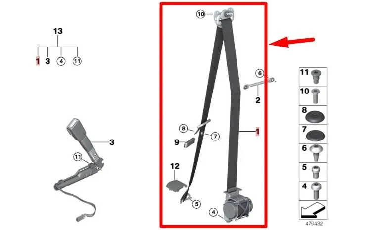 2015-16 BMW 435i Gran Coupe xDrive Front LH Seat Belt Retractor 72117272475 OEM - Image 2 of 4