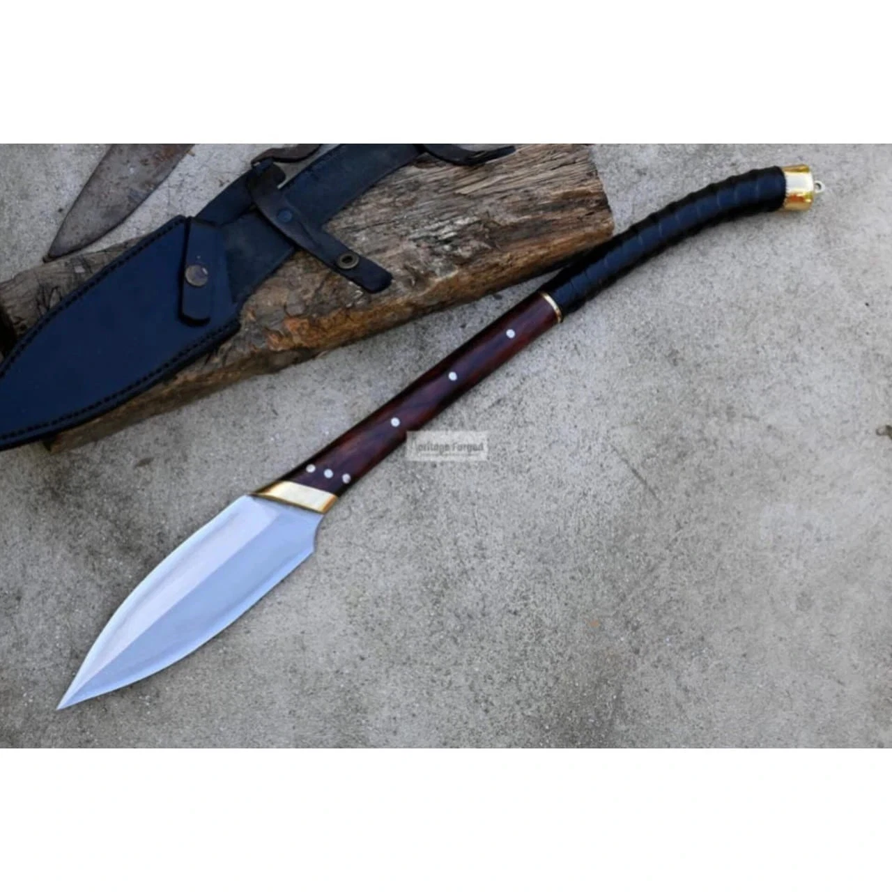 Custom Handmade Carbon Steel Blade Leaf Spear Sword | Hunting Spear Camping