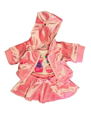 Build a bear workshop pink velvet velour cupcake two-piece outfit