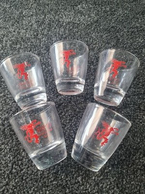 5 x Fireball branded Cinnamon Whiskey 25ml Shot glasses Home Garden Bar Pub NEW