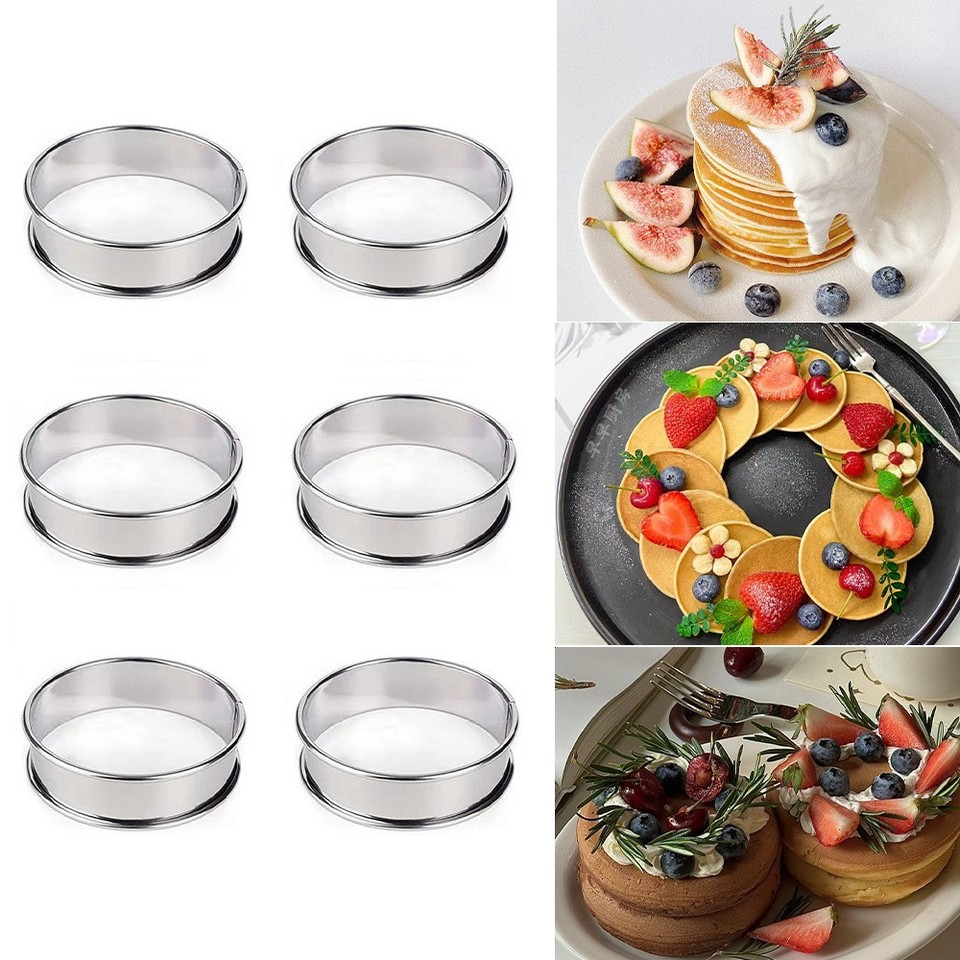 Edible Ring 6pcs Crumpet Rings Baking Ring Pastry Rings Muffin Cooking Rings for ...