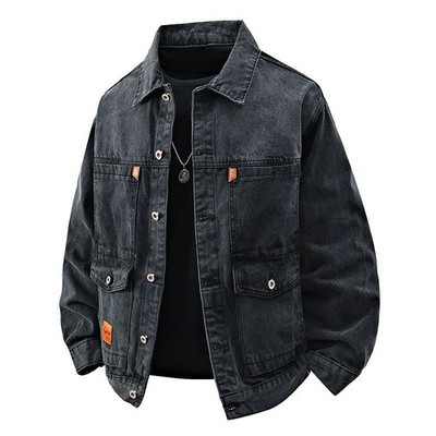 Men's Vintage Denim Jacket Retro Urban Loose Fit Casual Cotton Jean Coat Outwear