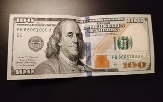 $100 bill (One Hundred Dollar Bill) United States Banknote . Currency from USA.
